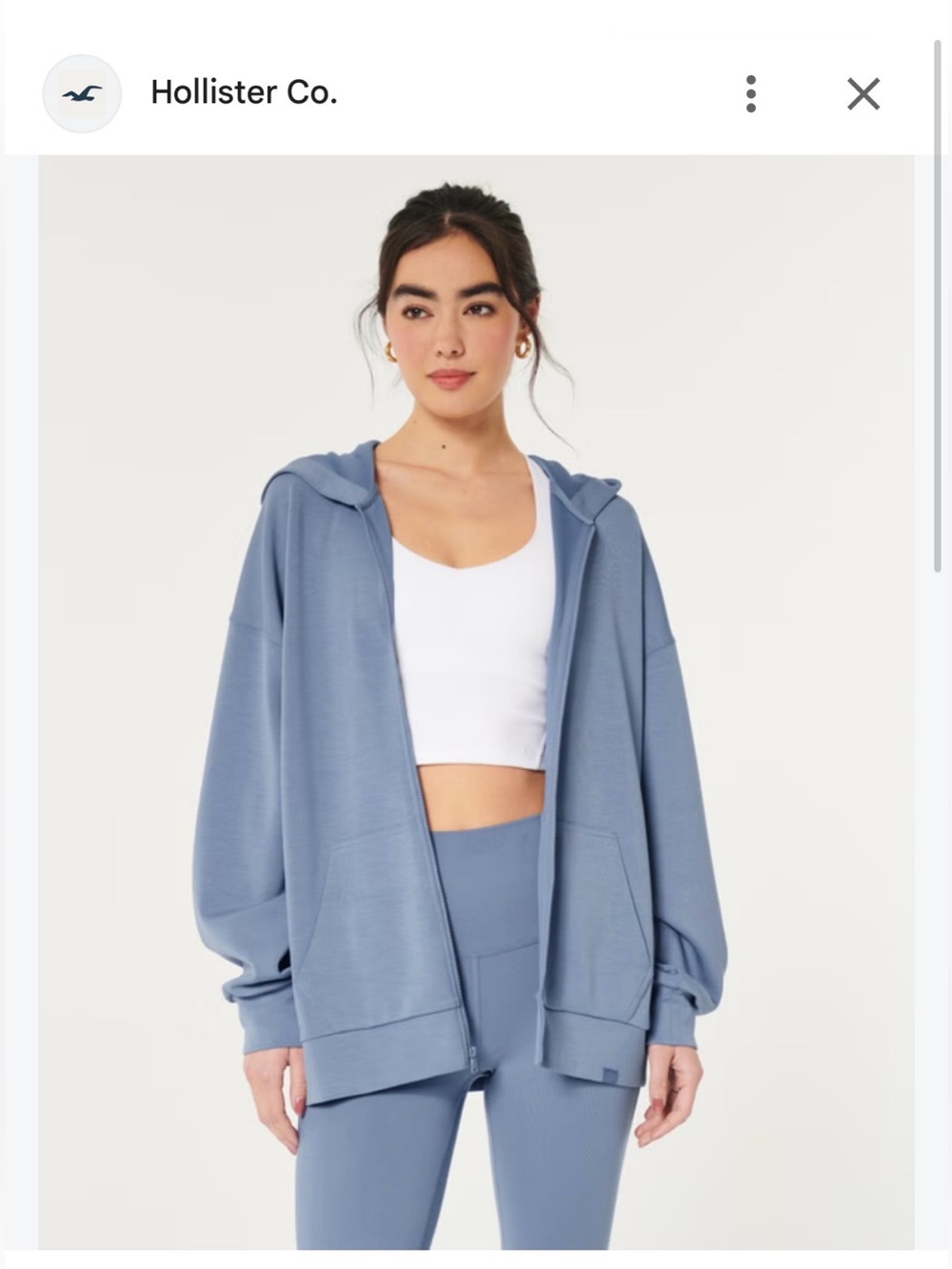 Gilly Hicks Cooldown Oversized Full Zip Hoodie Medium Chambray Blue Relaxed Fit